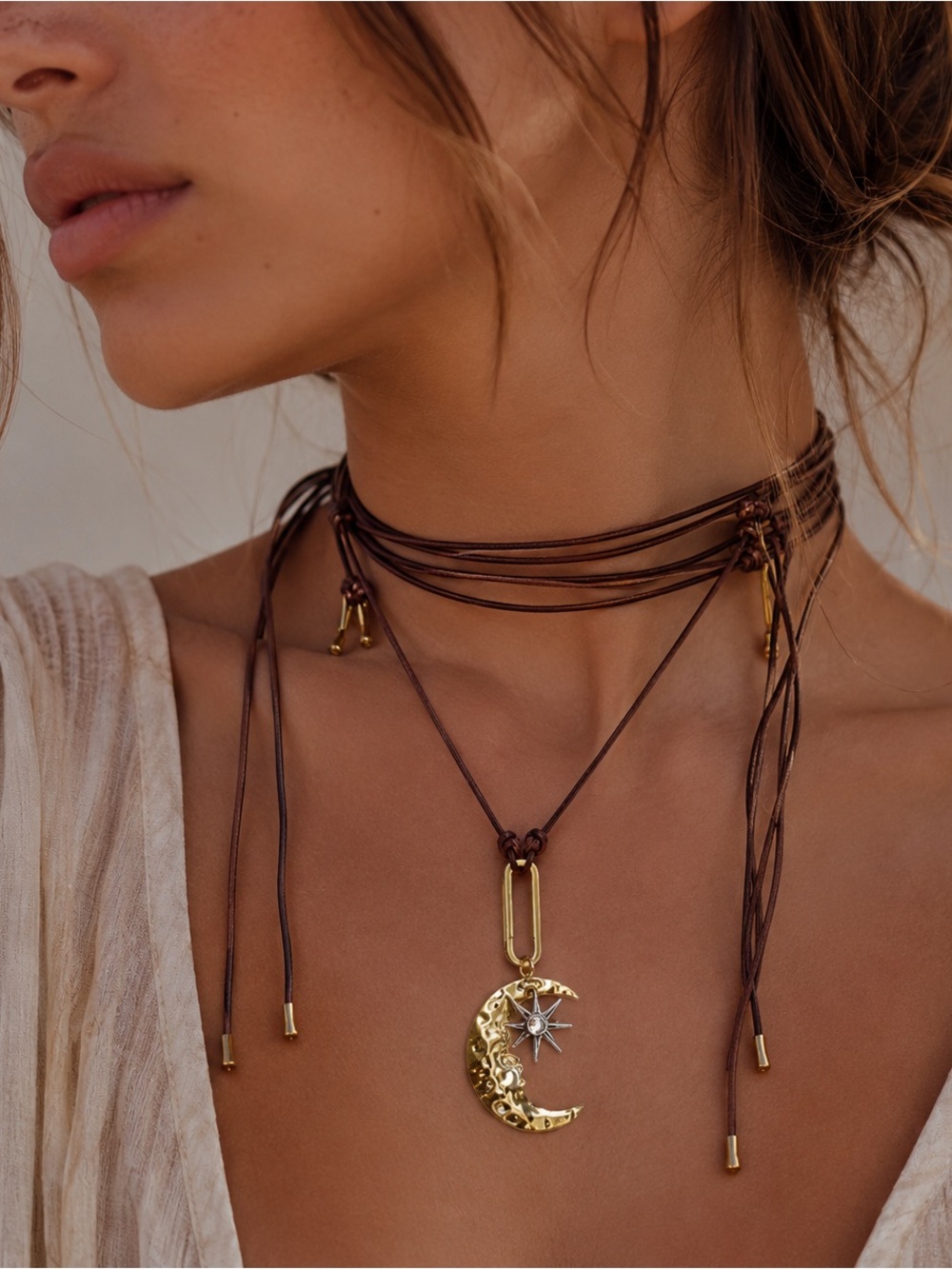 Celestial Moon Cord Necklace